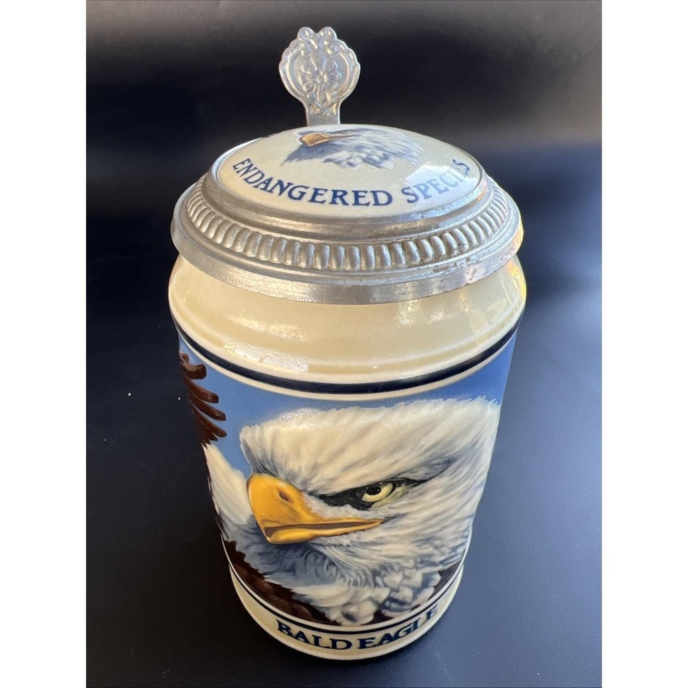 1989 Limited Edition Budweiser Bald Eagle Beer Lidded Ceramic Stein